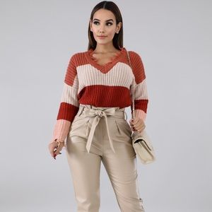 Strip knit sweater
